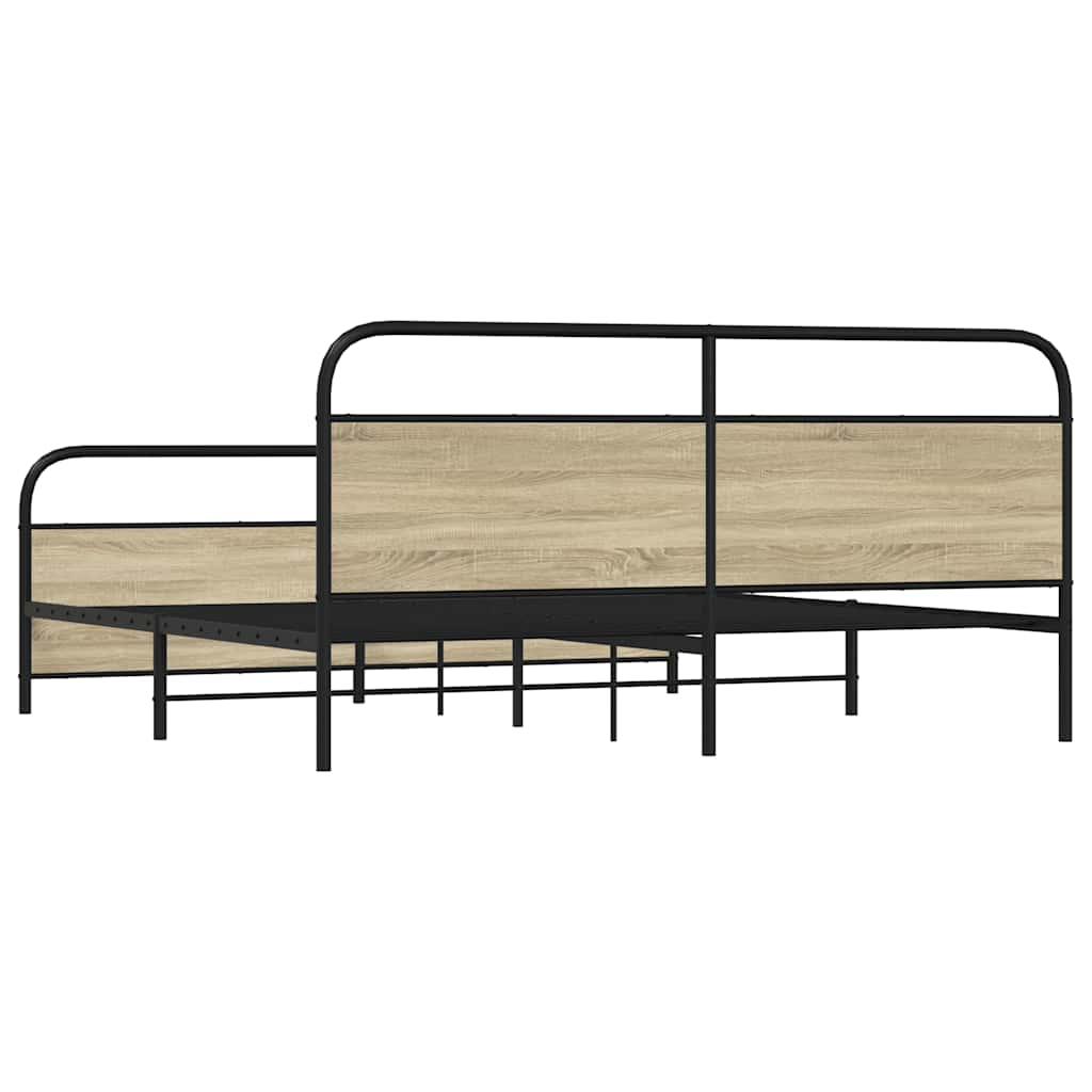 Metal Bed Frame without Mattress Sonoma Oak Length 203 cm 193 cm With headboard & footboard