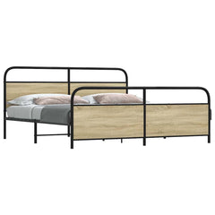 Metal Bed Frame without Mattress Sonoma Oak Length 203 cm 193 cm With headboard & footboard