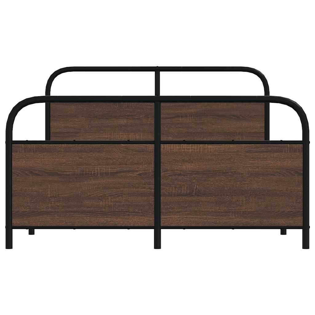 vidaXL Metal Bed Frame without Mattress Brown Oak 140x200 cm 5