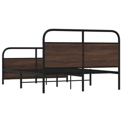 Metal Bed Frame without Mattress Brown Oak Length 200 cm with Headboard & Footboard 140 cm