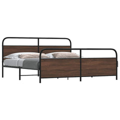 Metal Bed Frame without Mattress Brown Oak Length 200 cm with Headboard & Footboard 180 cm