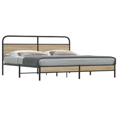 Bed Frame Without Mattress Engineered Wood Smoked Oak Length 200 cm with Headboard & Low Footboard 200 cm