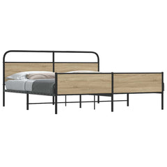 Metal Bed Frame without Mattress Smoked Oak Length headboard footboard