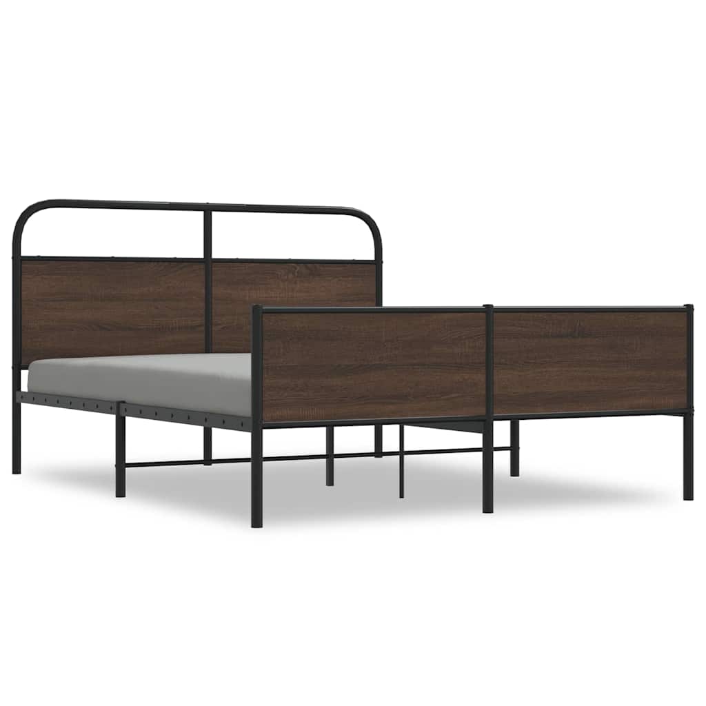 Bed Frame without Mattress Engineered Wood Brown Oak Length 200 cm with Headboard & High Footboard 160 cm