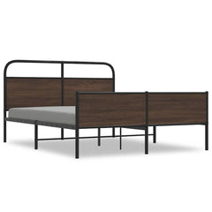 Bed Frame without Mattress Engineered Wood Brown Oak Length 200 cm with Headboard & High Footboard 160 cm
