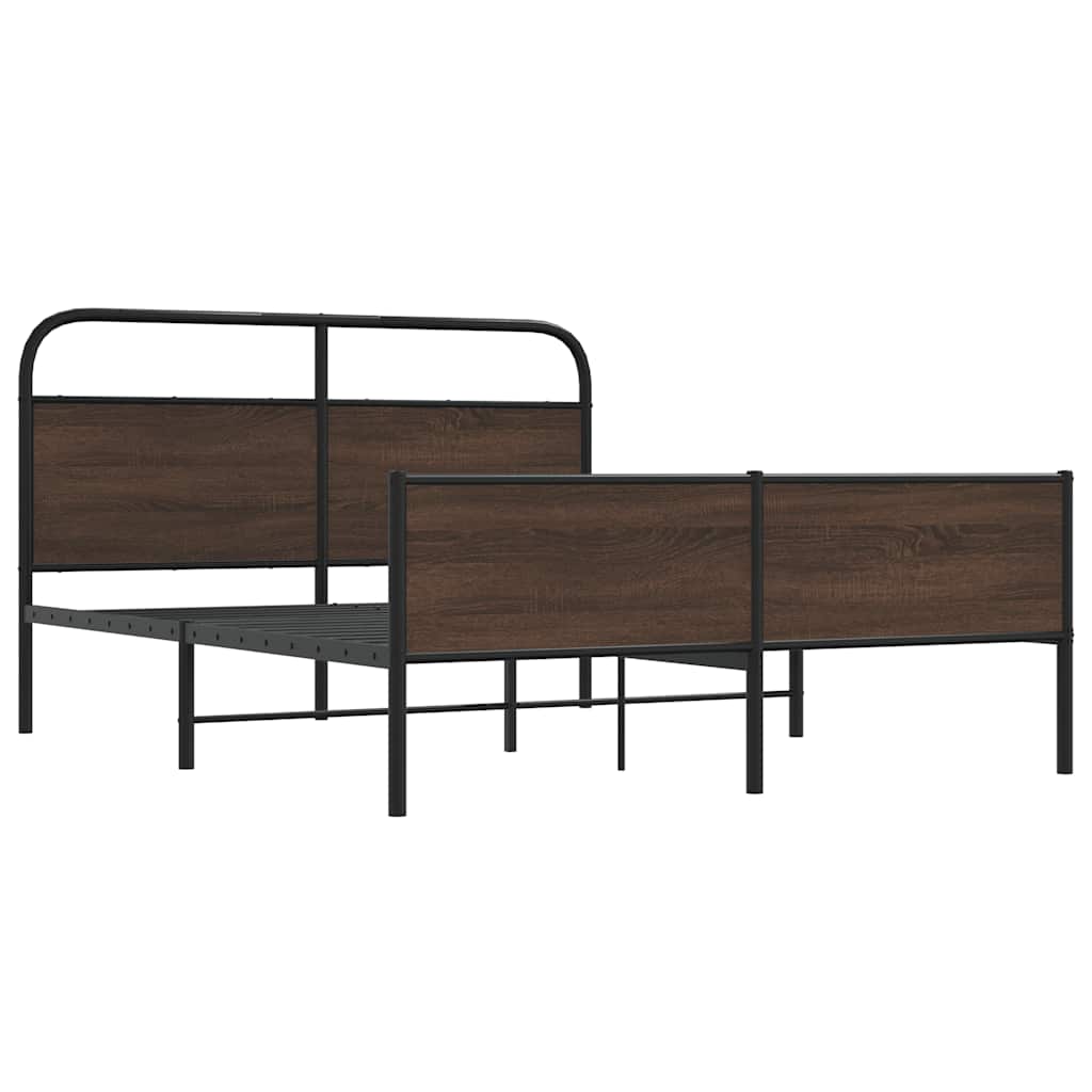 Bed Frame without Mattress Engineered Wood Brown Oak Length 200 cm with Headboard & High Footboard 160 cm