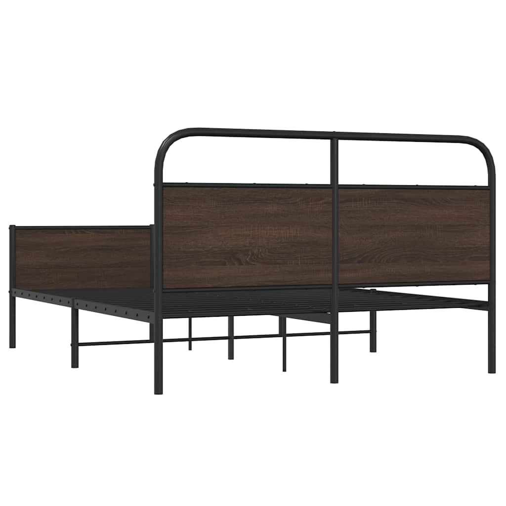 Bed Frame without Mattress Engineered Wood Brown Oak Length 200 cm with Headboard & High Footboard 160 cm