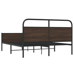 Bed Frame without Mattress Engineered Wood Brown Oak Length 200 cm with Headboard & High Footboard 160 cm