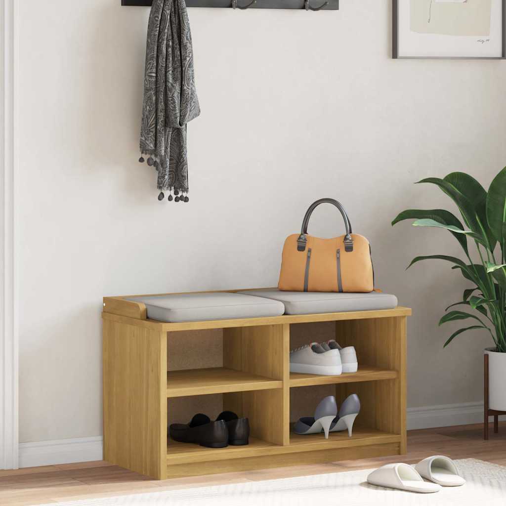 Hallway Bench "SANDNES" Solid Wood Pine in a Walnut Finish