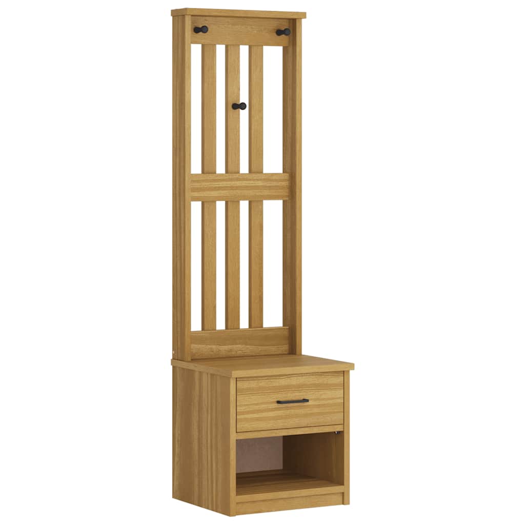 Hall Tree "SANDNES" 45x40x159,5 cm Solid Wood Pine Walnut finish