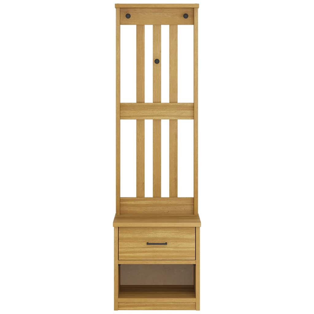 Hall Tree "SANDNES" 45x40x159,5 cm Solid Wood Pine Walnut finish
