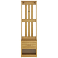 Hall Tree "SANDNES" 45x40x159,5 cm Solid Wood Pine Walnut finish