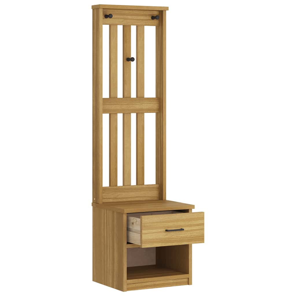 Hall Tree "SANDNES" 45x40x159,5 cm Solid Wood Pine Walnut finish