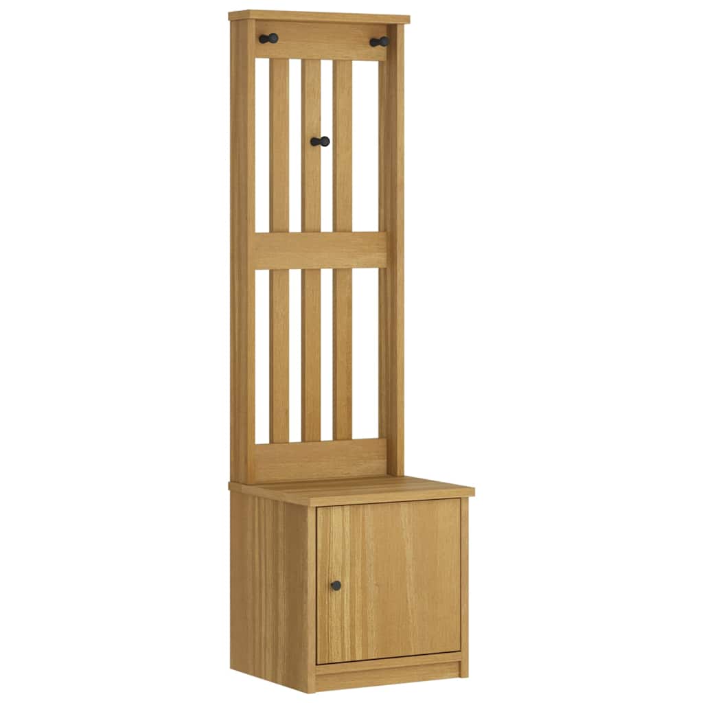 Hall Tree "SANDNES" 45x40x159,5 cm Solid Wood Pine Walnut finish