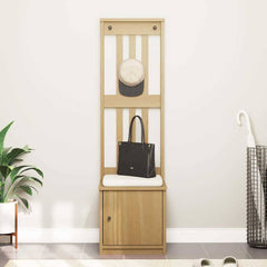 Hall Tree "SANDNES" 45x40x159,5 cm Solid Wood Pine Walnut finish