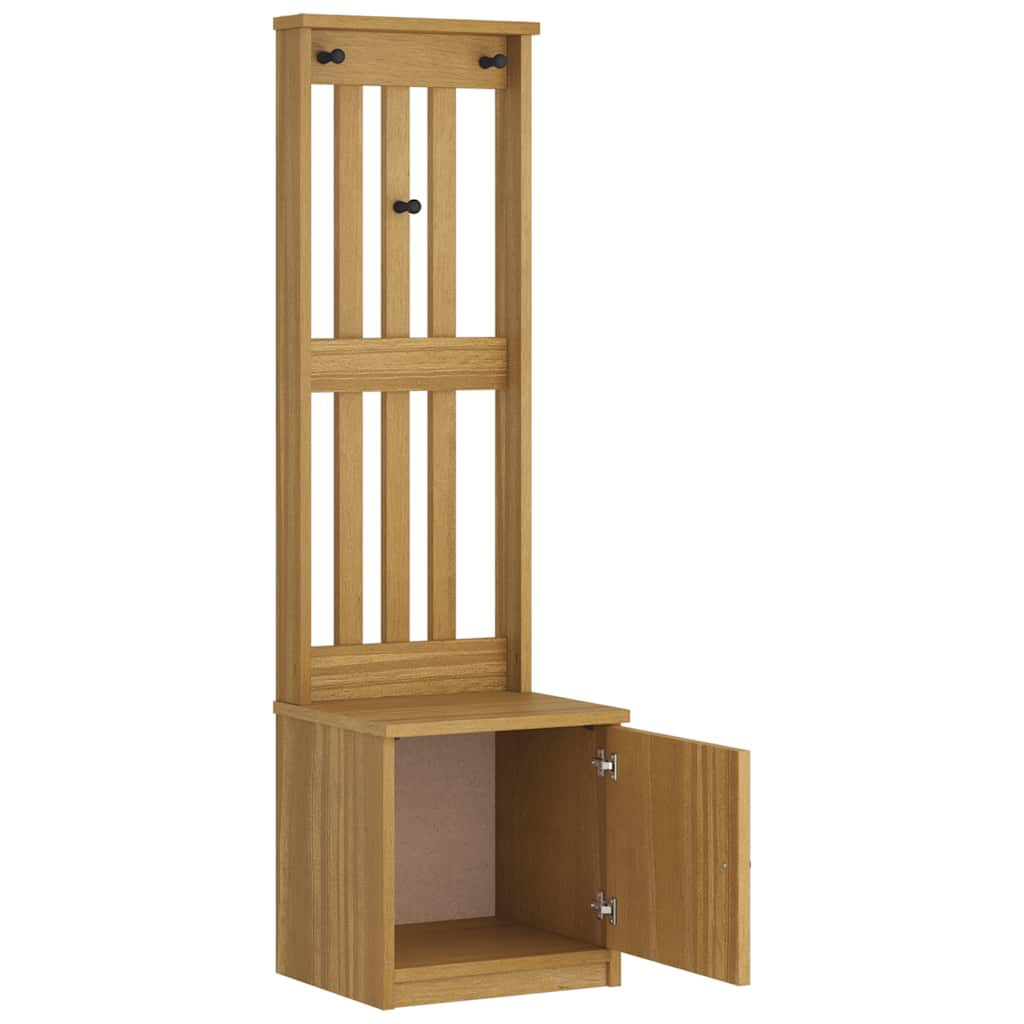Hall Tree "SANDNES" 45x40x159,5 cm Solid Wood Pine Walnut finish