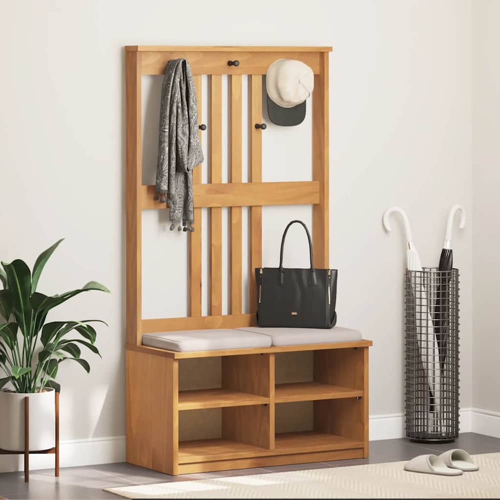 vidaXL Hall Tree "SANDNES" 87x40x159,5 cm Solid Wood Pine 1
