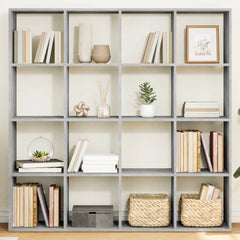 Book Cabinet 137.5x29x137.5 cm Engineered Wood Concrete grey