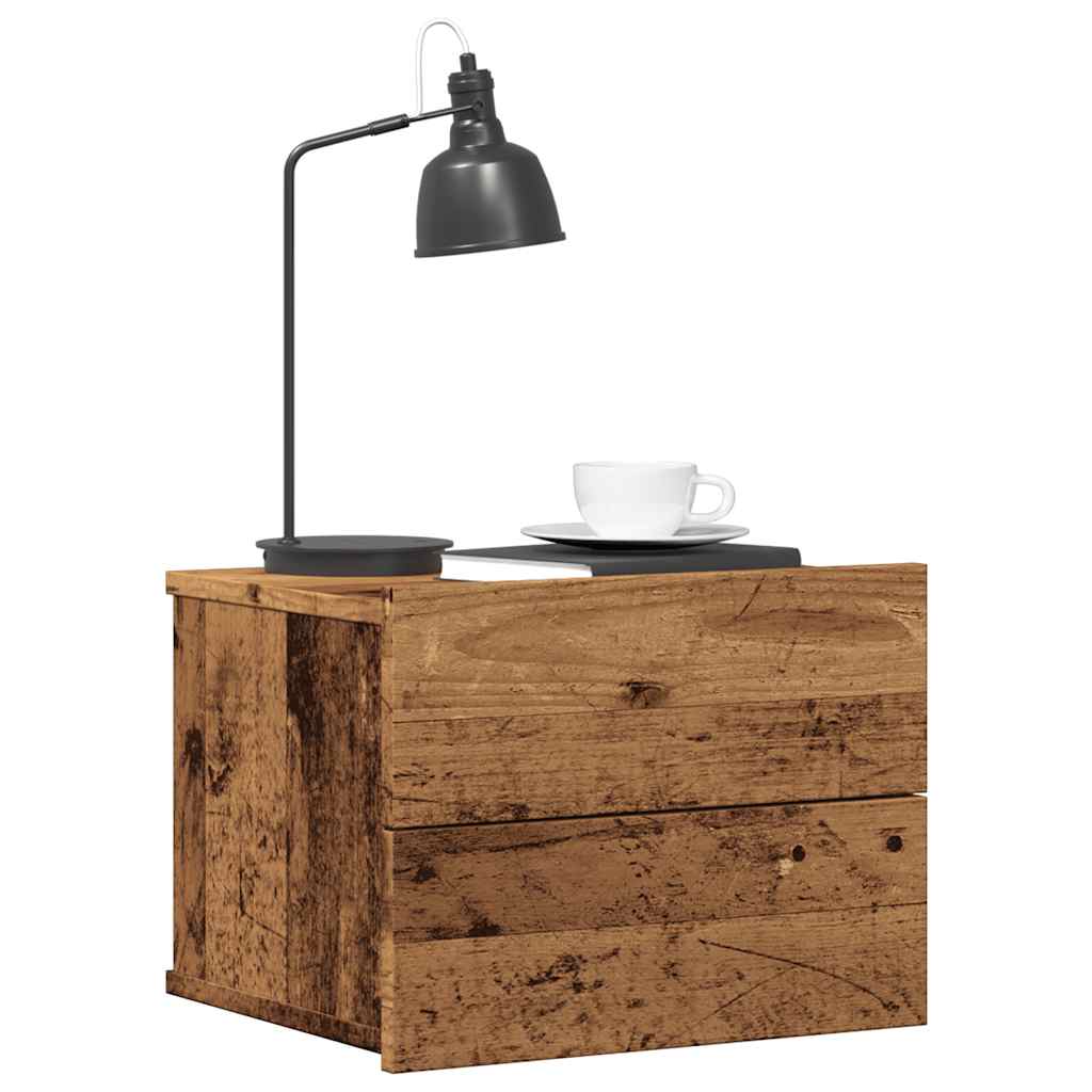 vidaXL Wall-mounted Bedside Cabinet Old Wood 40x32x30 cm 1