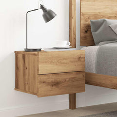 vidaXL Wall-mounted Bedside Cabinet Artisan Oak 40x32x30 cm 3