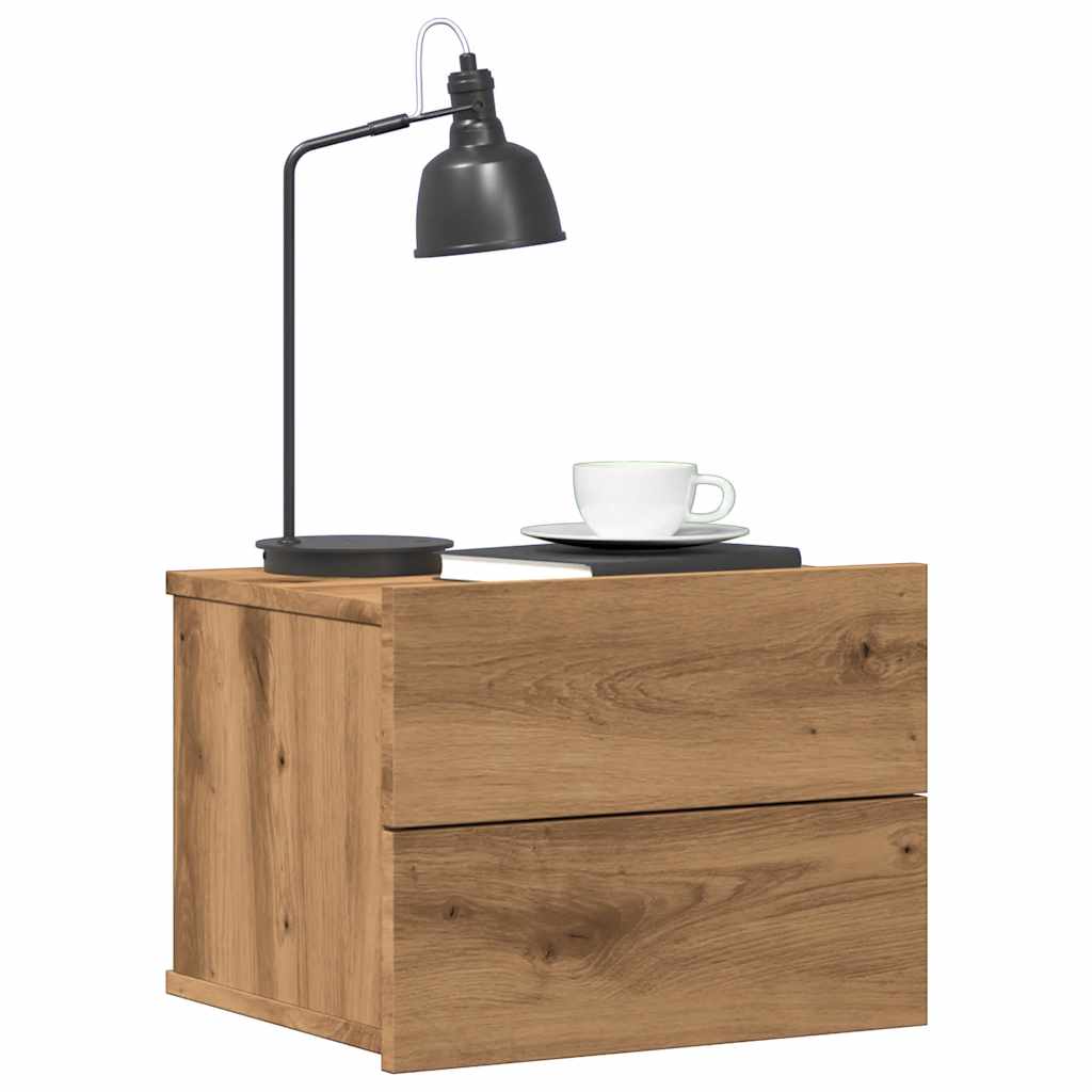 vidaXL Wall-mounted Bedside Cabinet Artisan Oak 40x32x30 cm 1