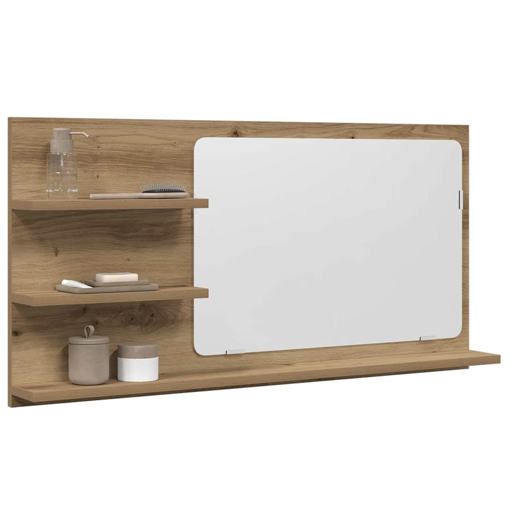 vidaXL Bathroom Mirror Cabinet Artisan Oak 90x11x45 cm Engineered Wood 3