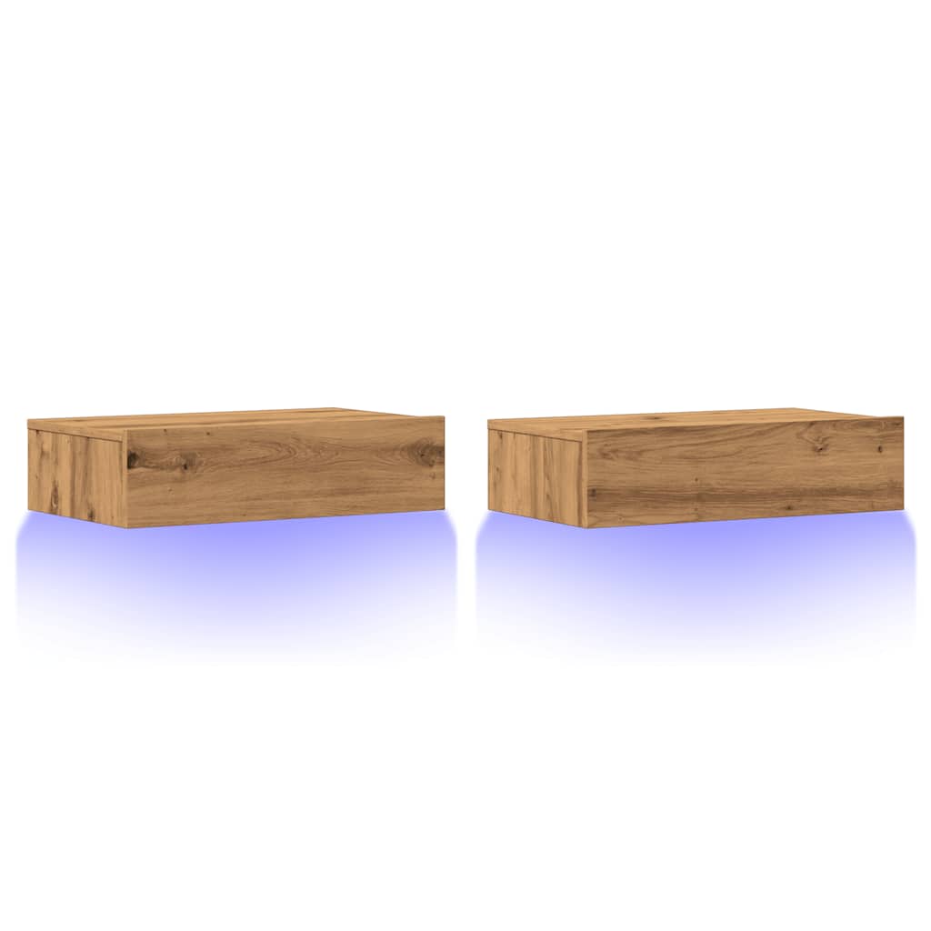 vidaXL TV Cabinets with LED Lights 2 pcs Artisan Oak 60x35x15.5 cm 3