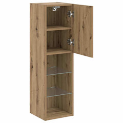 TV Cabinet Set with LED Lights 30.5x30x102 cm 2 pcs Artisan oak