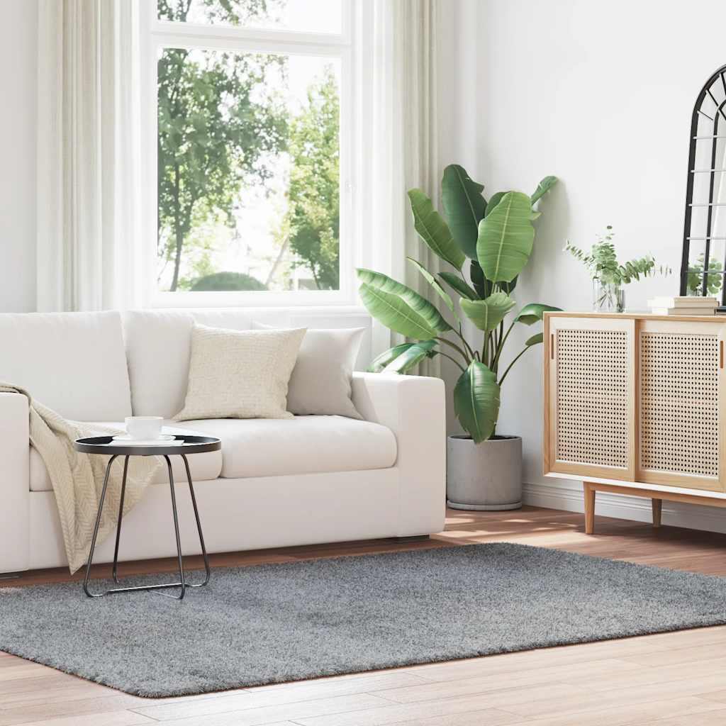 vidaXL Shaggy Rug High Pile NAVARRA Polyester Light Grey