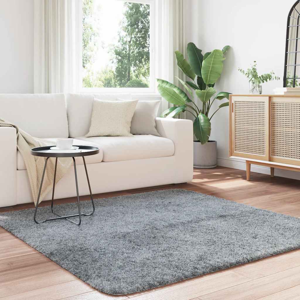 vidaXL Shaggy Rug High Pile NAVARRA Light Grey 160x160 cm Polyester 3