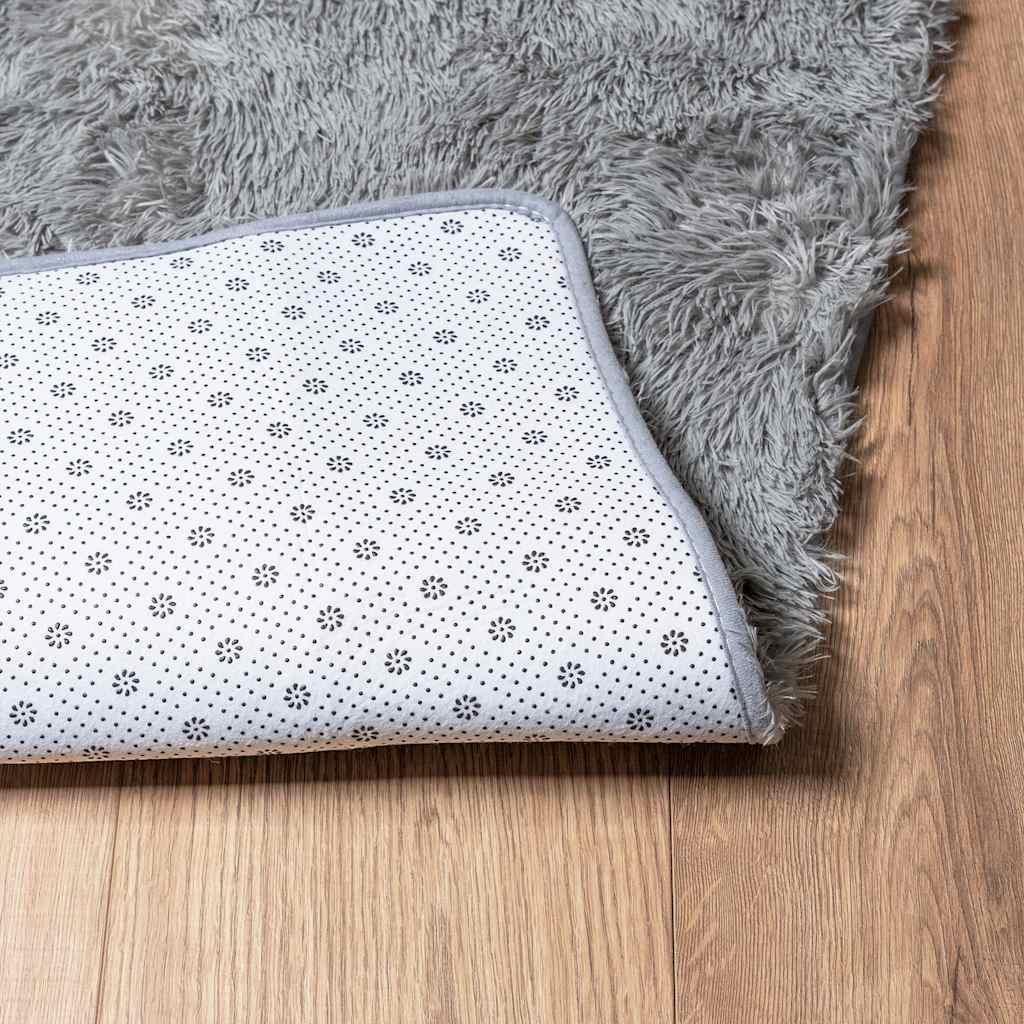 vidaXL Shaggy Rug High Pile NAVARRA Light Grey 160x160 cm Polyester 6