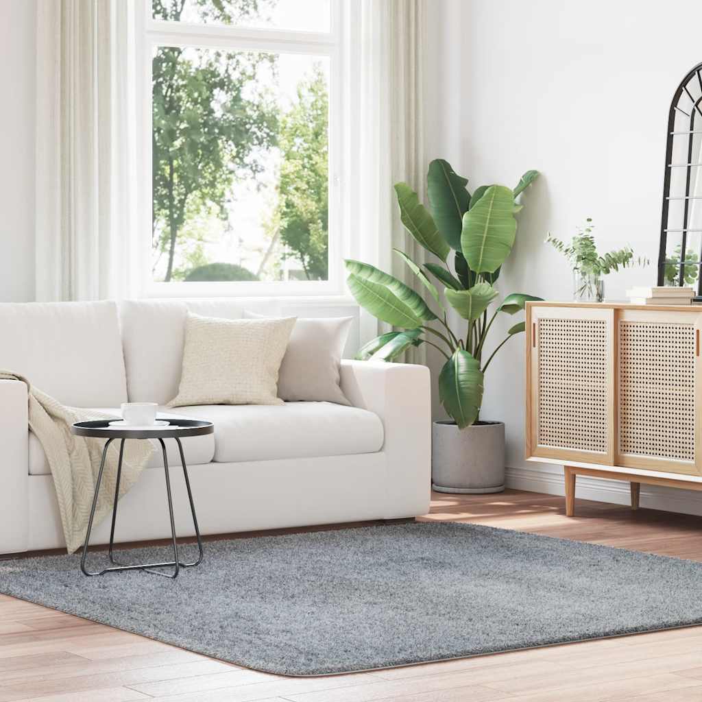 Shaggy Rug High Pile NAVARRA Polyester Light grey 200 x 200 cm