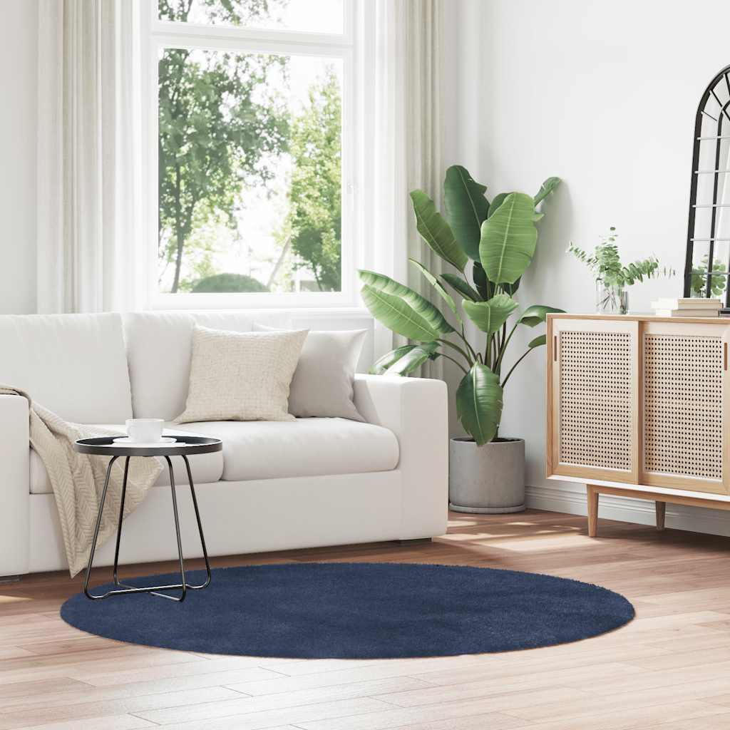vidaXL Shaggy Rug High Pile NAVARRA Navy 160x160 cm Polyester 1