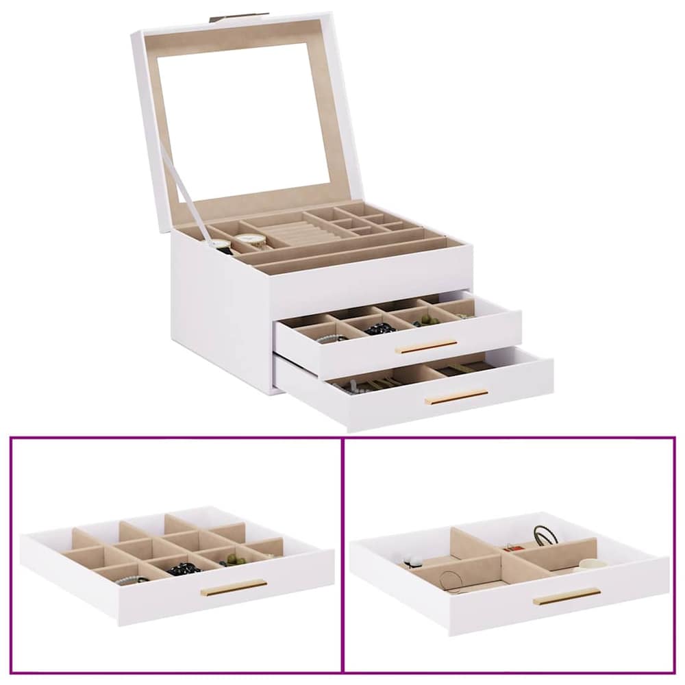 vidaXL Jewellery Box 3-Layer White 23x20,5x14 cm 4