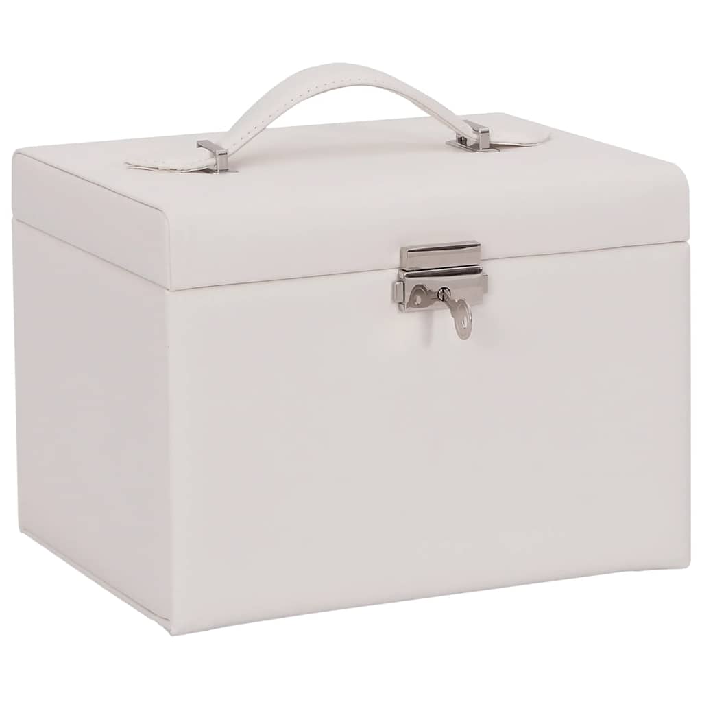 vidaXL Jewellery Box 4-Layer with Mirror Lockable White 22.5x17.5x16.5 cm 2