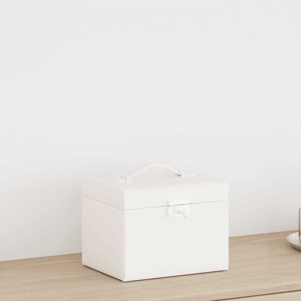 vidaXL Jewellery Box 4-Layer with Mirror Lockable White 22.5x17.5x16.5 cm 3