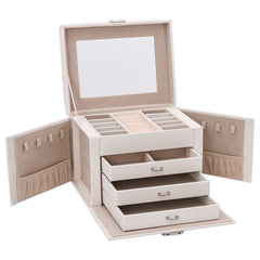 vidaXL Jewellery Box 4-Layer with Mirror Lockable White 22.5x17.5x16.5 cm 5