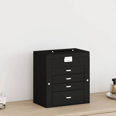 vidaXL Jewellery Box 5-Layer with Mirror Lockable Black 3