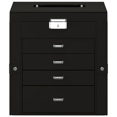 vidaXL Jewellery Box 5-Layer with Mirror Lockable Black 4