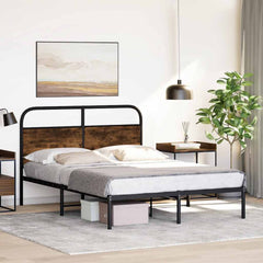 vidaXL Bed Frame Without Mattress 120x190 cm Small Double Smoked Oak Engineered Wood 4