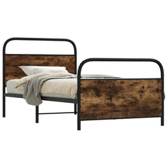 Bed Frame Without Mattress Engineered Wood Smoked Oak Length 190 cm with Headboard & Footboard 90 cm