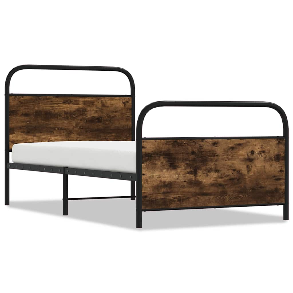 Bed Frame without Mattress Smoked Oak Length Headboard Footboard