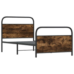 Metal Bed Frame without Mattress Smoked Oak Length 203 cm 107 cm With headboard & footboard