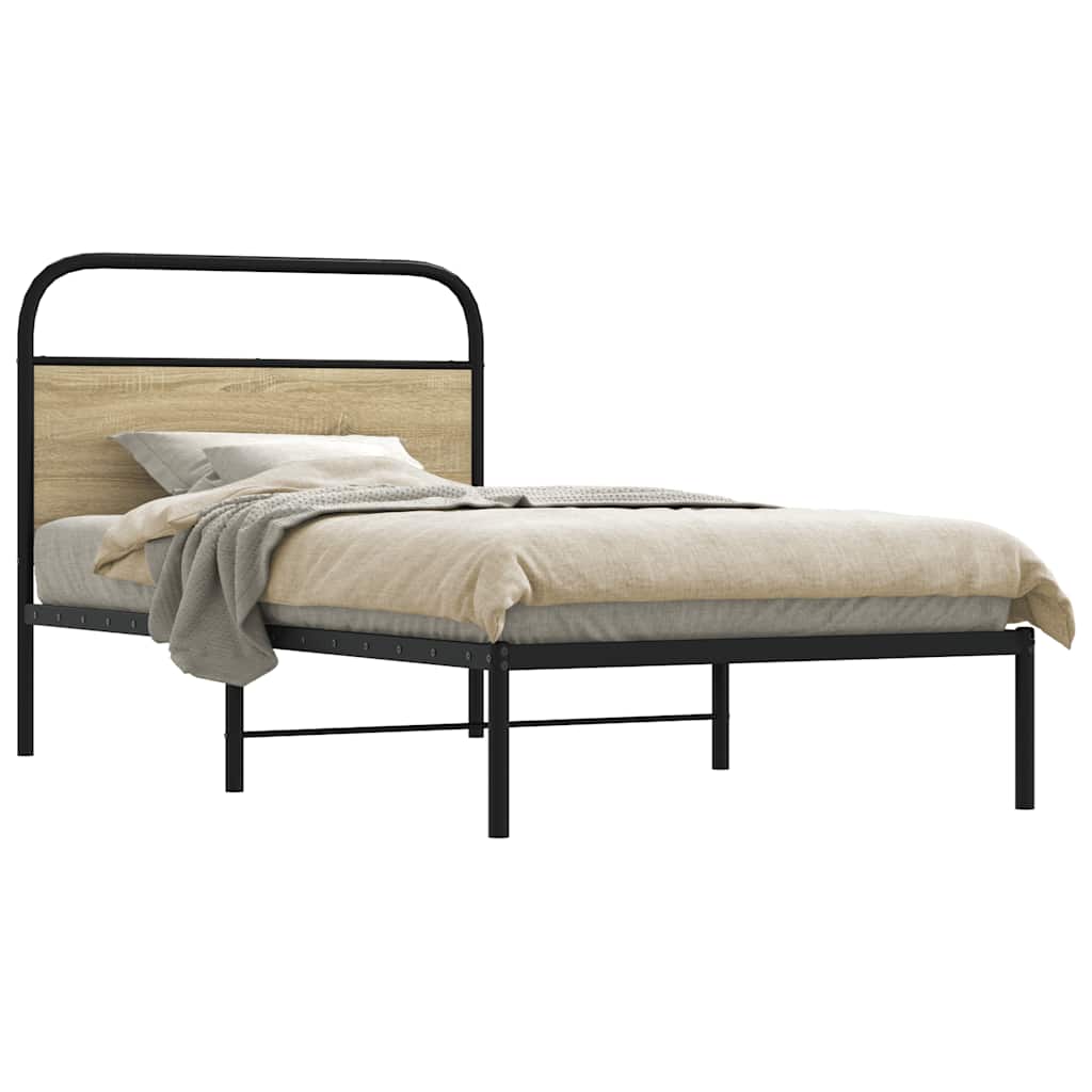 vidaXL Bed Frame Without Mattress 100x190 cm Sonoma Oak Engineered Wood 1