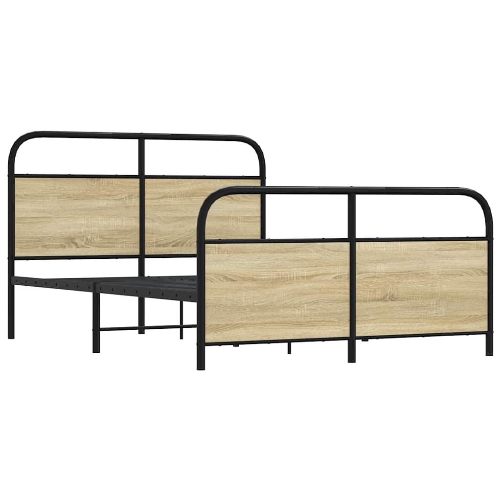 Bed Frame Without Mattress Engineered Wood Sonoma Oak Length 190 cm with Headboard & Footboard 120 cm