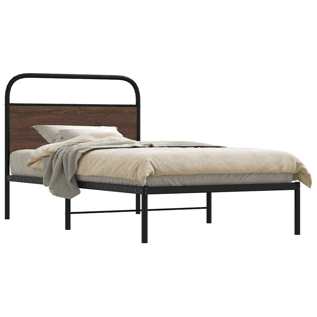 vidaXL Bed Frame Without Mattress Engineered Wood Brown Oak Length 190 cm with Headboard