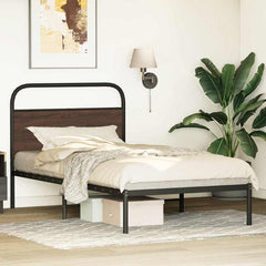 Bed Frame Without Mattress Engineered Wood Brown oak Length 190 cm With headboard 100 cm