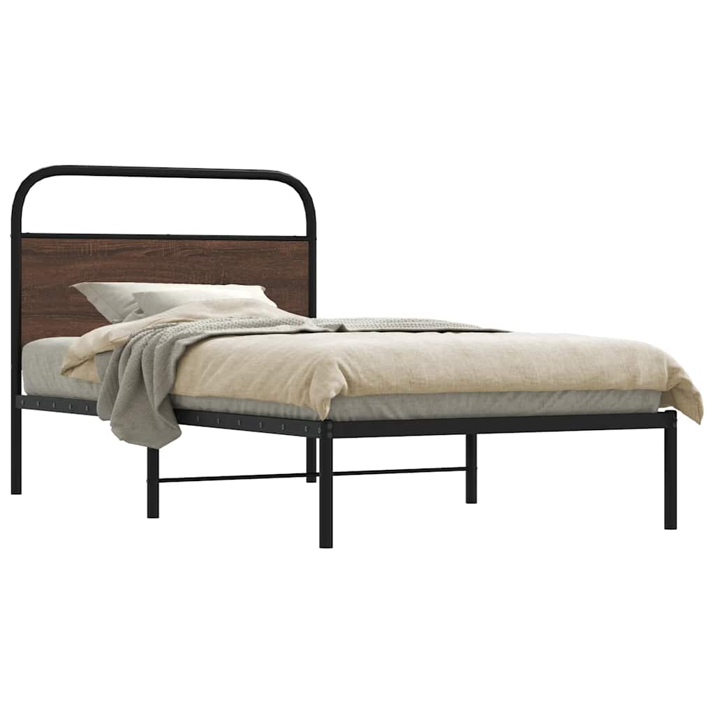 vidaXL Bed Frame Without Mattress 100x190 cm Brown Oak Engineered Wood 1