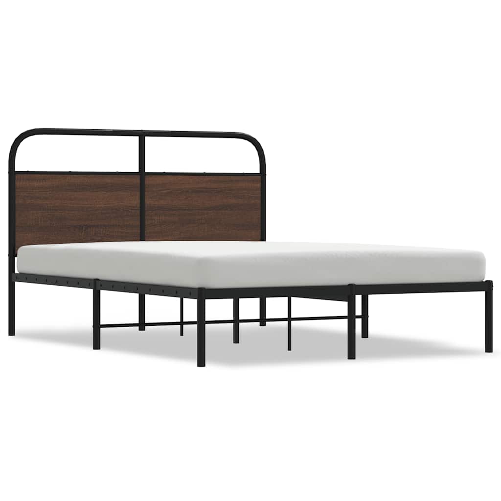 Bed Frame Without Mattress Engineered Wood Brown oak Length 190 cm With headboard 120 cm