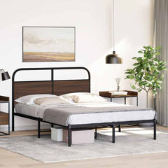 Bed Frame Without Mattress Engineered Wood Brown oak Length 190 cm With headboard 120 cm